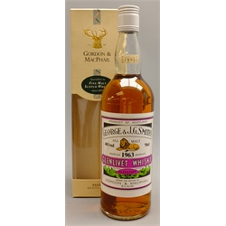  George & J.G.Smith's Glenlivet All Malt Single Speyside Malt Whisky, distilled 1963, bottled by Gordon & MacPhail. 70cl, 40%, in window carton, 1 bottle.  Provenance: Yorkshire Private Collector   