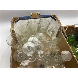 Large collection of glassware to include Schweppes soda syphon, Murano, vases, drinking glasses, coloured glass, cranberry etc in seven boxes