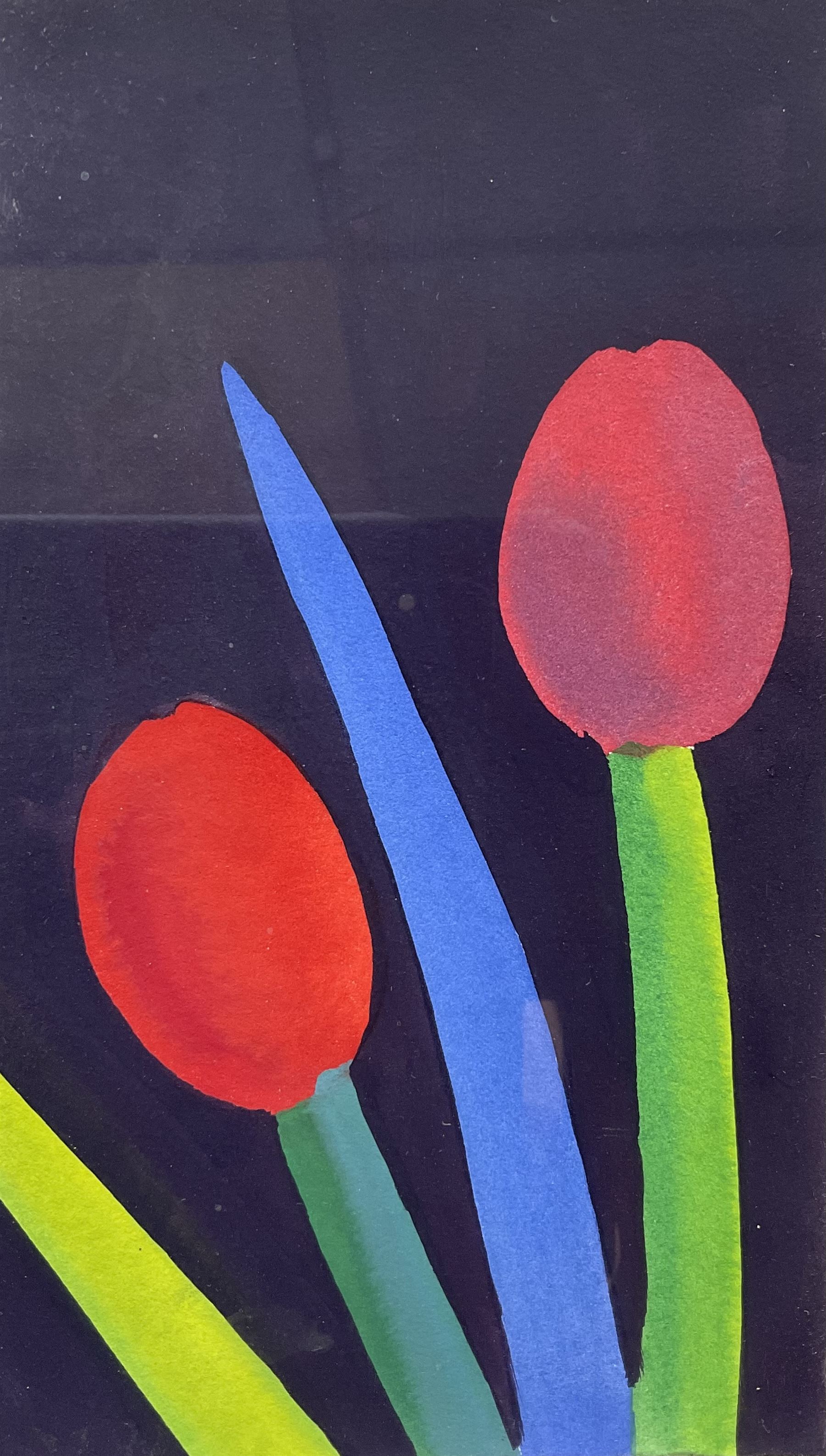 Nerys Ann Johnson (Welsh 1942-2001): Irises, watercolour and ink signed with initials and dated '99, 18cm x 10cm 