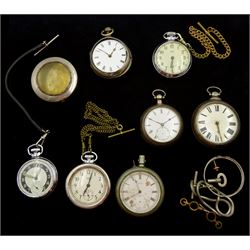 Collection of pocket watches including two Victorian silver pair cased verge fusee's, silver pair cased lever, the balance cock with diamond endstone, Lonville and three others (8)