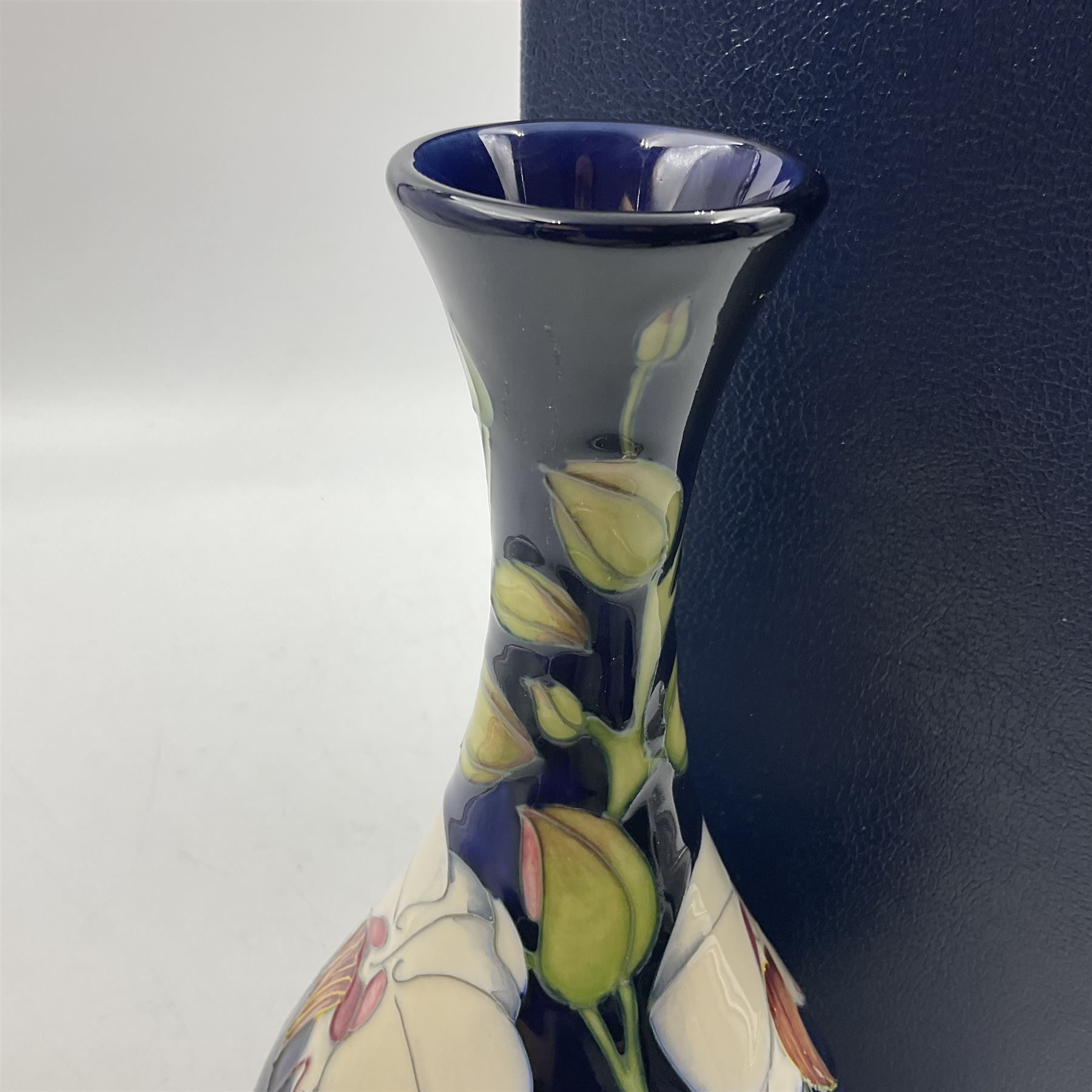 Moorcroft limited edition vase, of bottle form, decorated in the Chatsworth pattern by Phillip Gibson, circa 2001, 60/350, H23.5cm, with original box