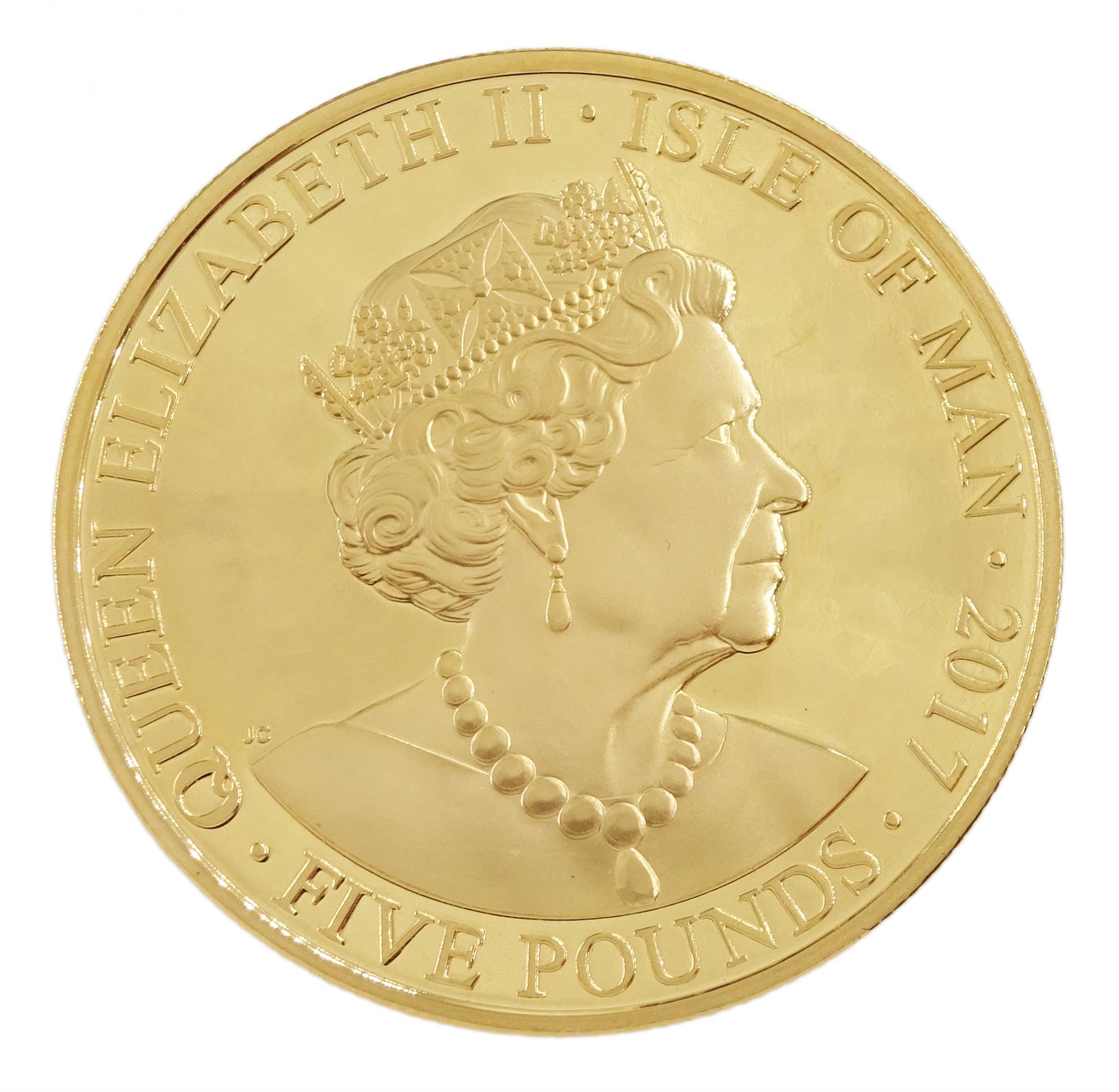 Queen Elizabeth II Isle of Man 2017 'The House of Windsor Centenary' 22ct gold five pound piedfort proof coin, cased  with certificate