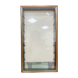 Wall mounting die-cast model display cabinet with glass door and shelves, together with an open display cabinet, largest H79cm