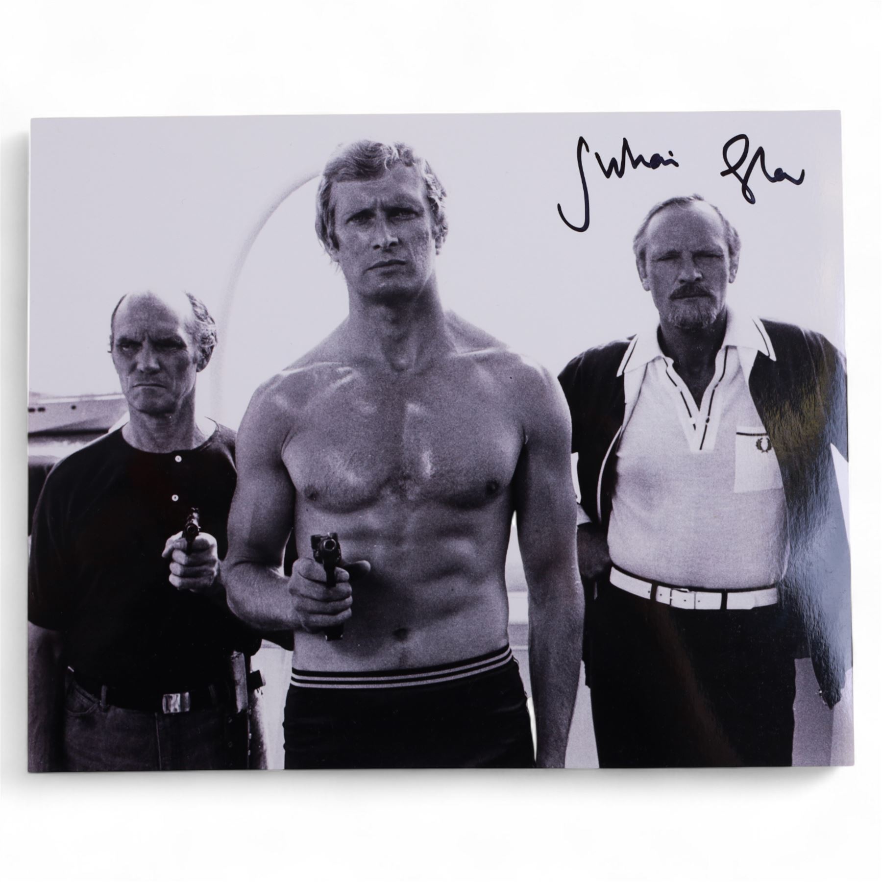Collection of James Bond related signed film stills and promotional photographs, including Sean Connery and Pierce Brosnan promotional shots, Desmond Llewelyn, Octopussy poster, John Glenn, Blanche Ravalel, Geoffrey Holder and Julian Glover, all with certificates of authenticity