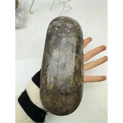 Pair of oval dishes, fossil inclusions, L23cm