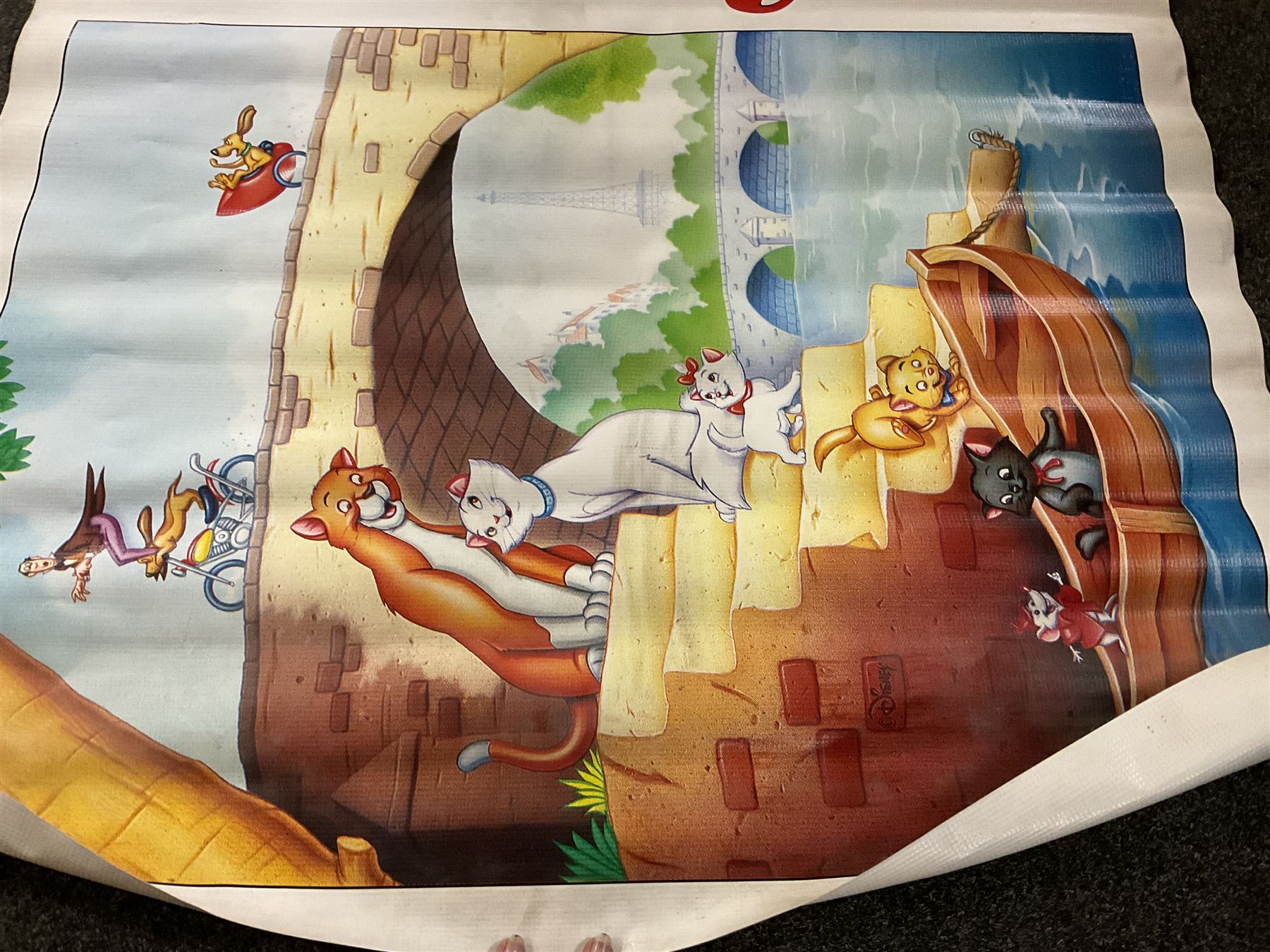 Ten large vinyl film posters, to include The Aristocats, Absolute Power, First Knight, etc 