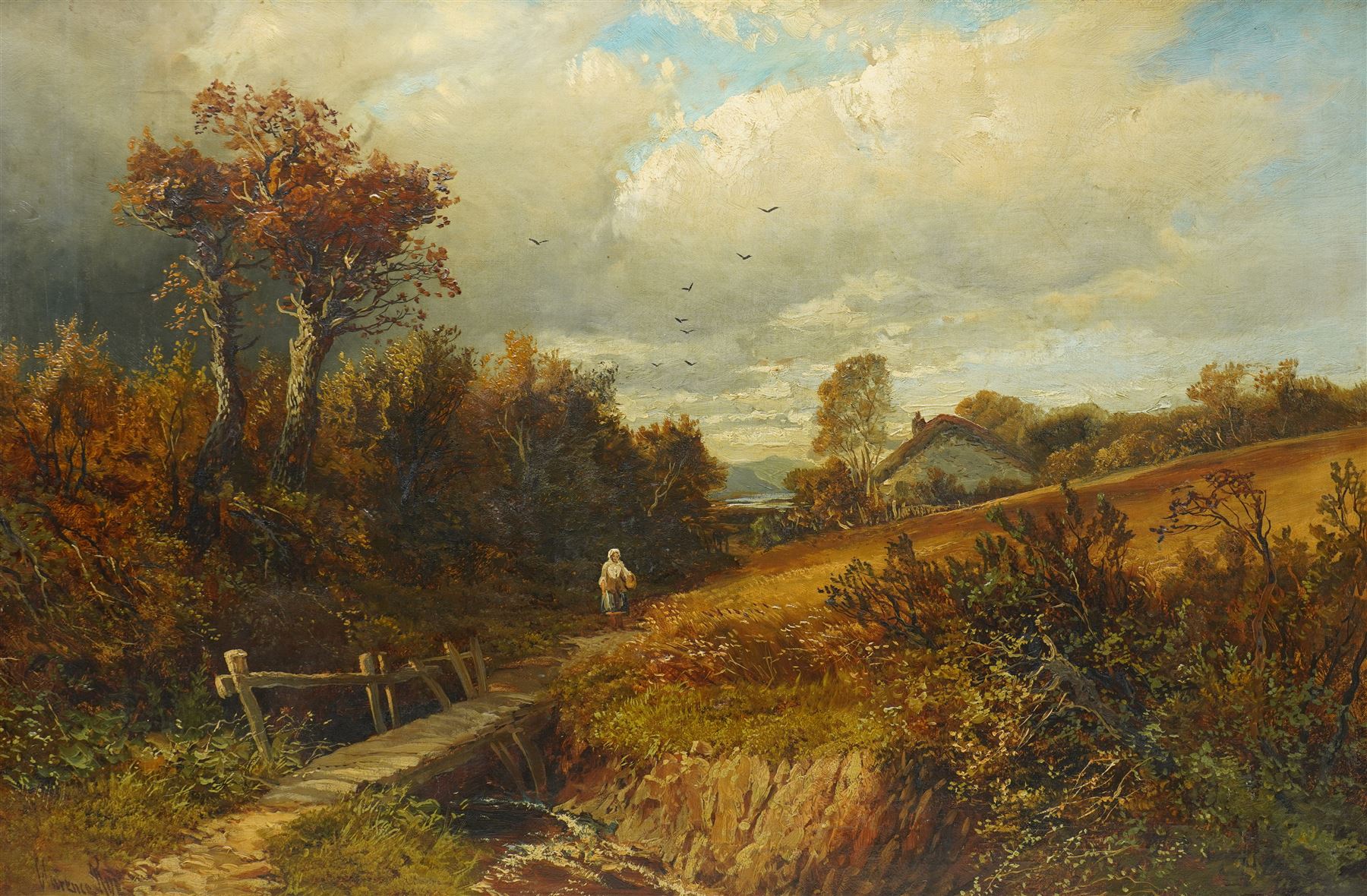 Clarence Henry Roe (British 1850-1909): 'View in Derbyshire', oil on canvas signed, titled on label verso 60cm x 90cm