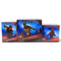 Three Diamond Select Toys The Amazing Spider-Man busts, comprising Movie Lizard, Movie Spi...