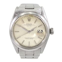 Rolex Oyster Perpetual gentleman's stainless steel automatic wristwatch, Ref. 1500, serial No. 95801**, silvered dial with baton hour markers, on Rolex oyster bracelet, boxed