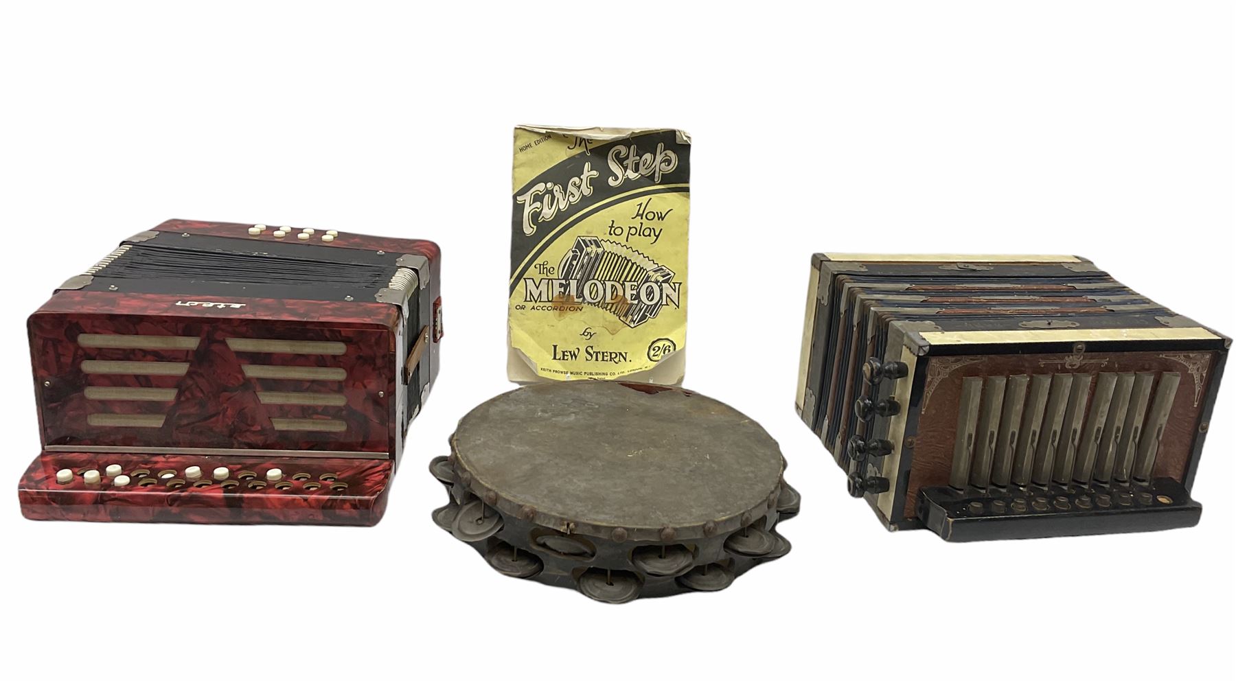 20th century German accordion by Geer Ludwig, together with a Meteor