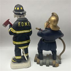 Eleven Robert Harrop figures from various collections, comprising limited edition The Trumpton Fire Engine Musical Box CGMB8 no. 359/1000, The Dragon from the Red Knight BN09, Bulldog Fireman DP165, Pointer Fire Chief DP184, Dalmatian New York Fire Fighter DP234, Dalmatian Fire Fighter DP191; Desperate Dan ‘Fireman Dan’ BDS11, Cuthbert CG13, Pugh (Clarinet) CG70, The Soup Dragon CL05 and Baby Dragon CL06