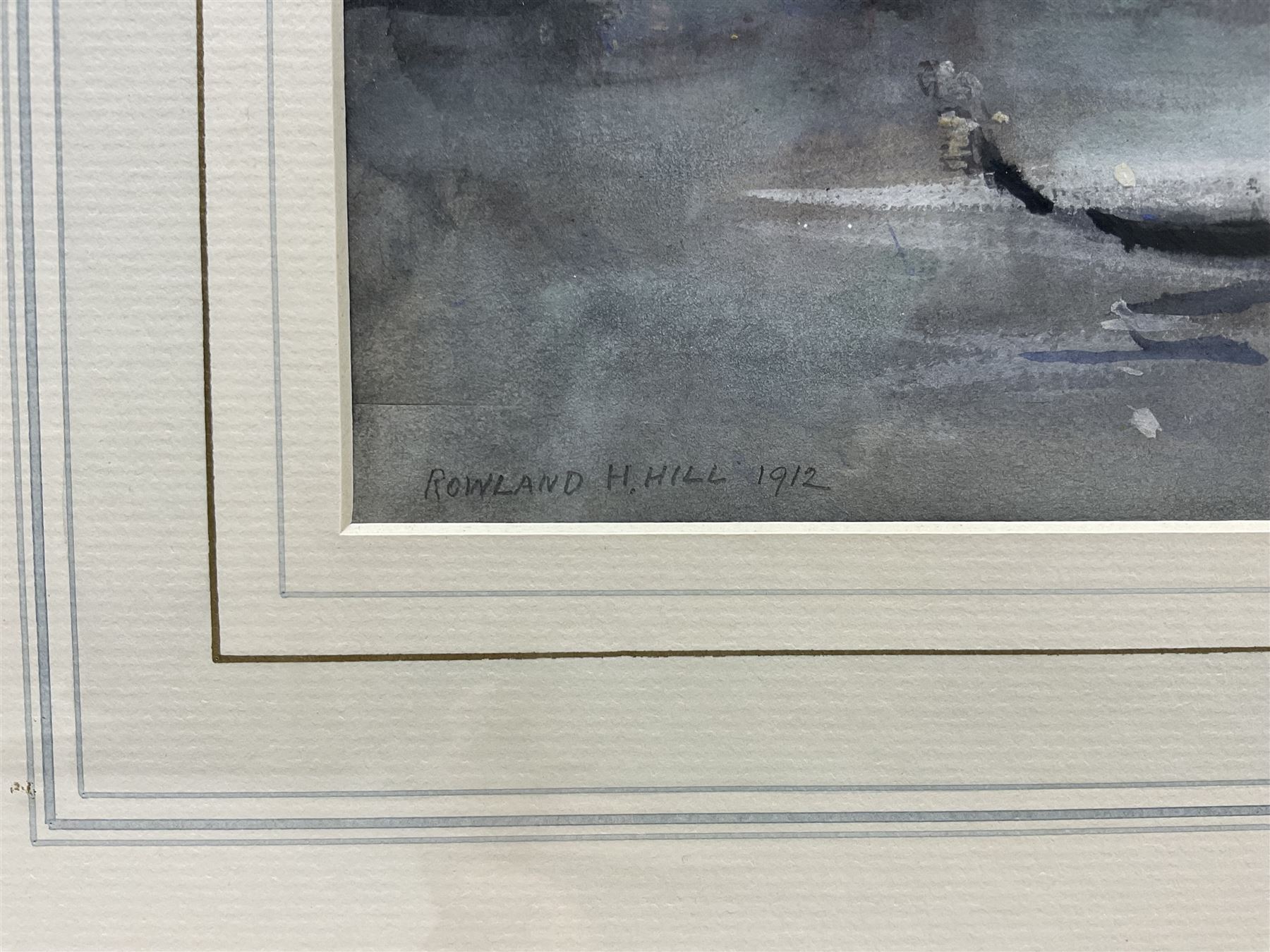 Rowland Henry Hill (Staithes Group 1873-1952): Gondoliers on the Grand Canal - Venice, watercolour signed and dated 1912, 36cm x 44cm