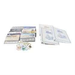 Queen Elizabeth II mint decimal stamps, in presentation packs, together with three albums ...