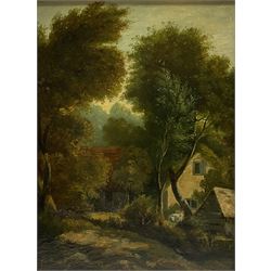 Continental (Early 19th century): Farmstead in Woodland, oil on oak panel unsigned 27cm x 20cm