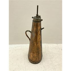 Copper Simplex fire extinguisher of conical form, with riveted body, H73cm