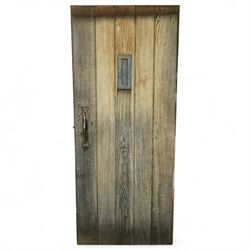 Mouseman - mid-to-late 20th century oak external door, with relief carved mouse signature,...