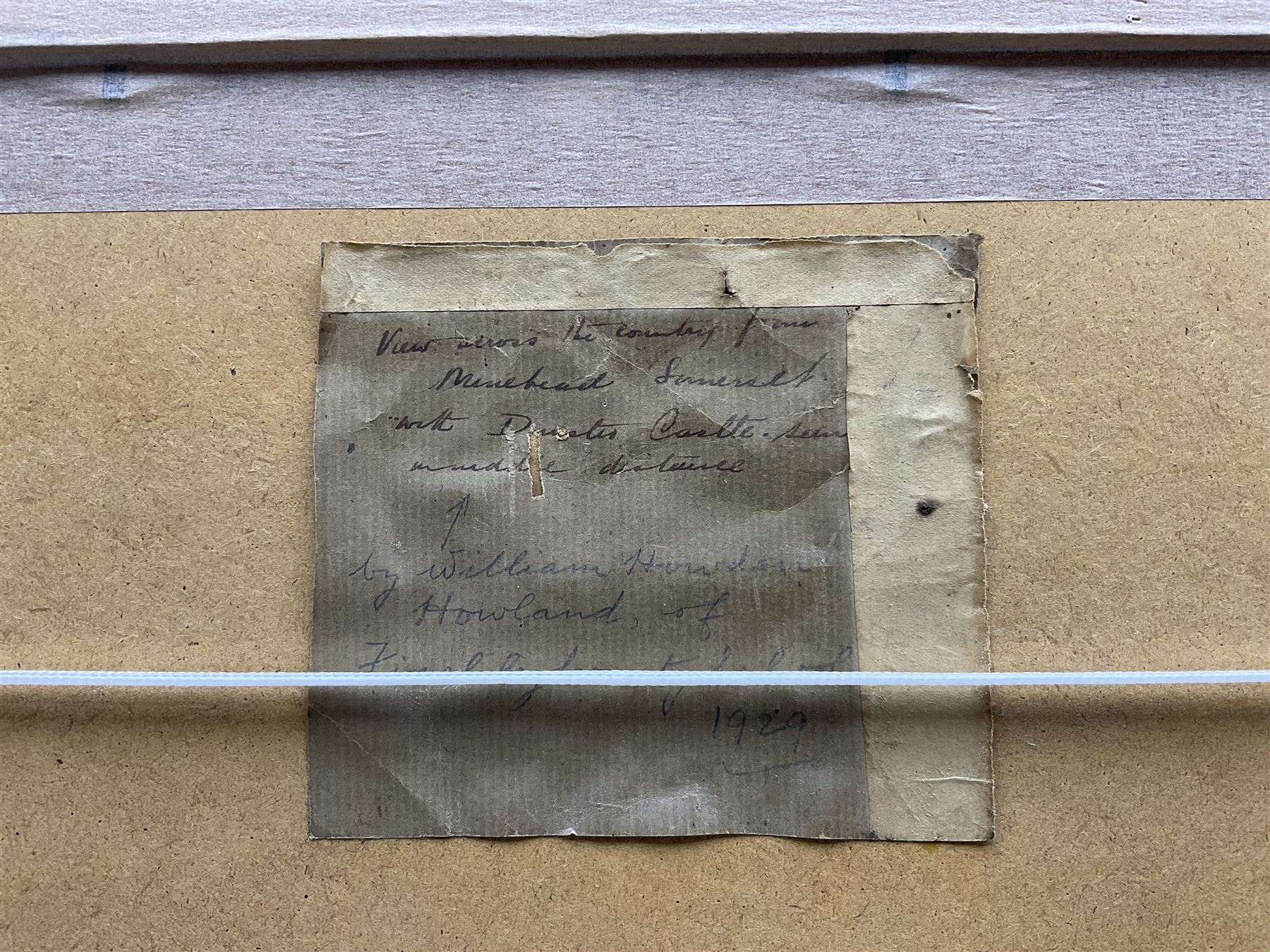 William Howden Howland (British Early 20th Century): 'View Across the Country from Minehead Somerset with Dunster Castle' and 'Swanage Mill Pond', pair watercolours signed with one dated 1929, titled on label verso 24cm x 37cm (2)