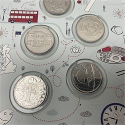 The Royal Mint ‘The Great British Coin Hunt Quintessentially British A to Z’ 2018 ten pence coin set, in folder 