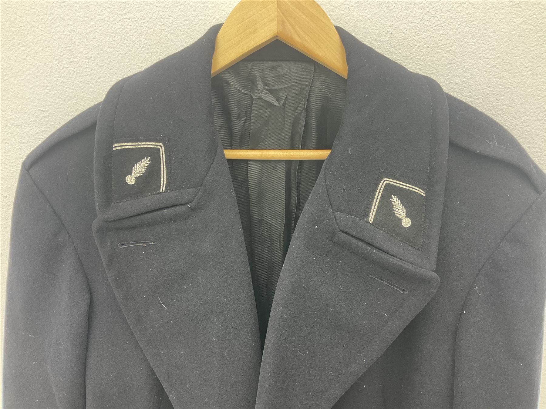 French Gendarmerie greatcoat, bears label for 'Maitre-Tailleur F.M. Barronnier 52 Chaumont 13 Rue Ferrer'; and French greatcoat (Indochine Period Vietnam 1947/1953)