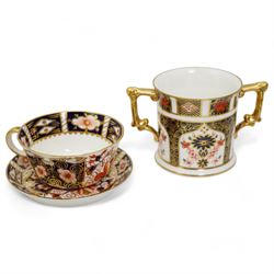 Royal Crown Derby 1128 miniature tea set, Derby Posies miniature tea set, a teacup and saucer, a twin handled mug and Royal Worcester miniature teacup and saucer 