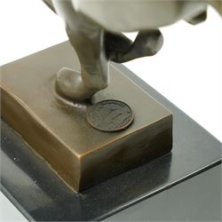 After Milo - Bronze figure of a running Cheetah with foundry mark on a black marble base H20cm