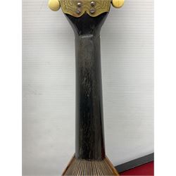 Early 20th Century Neapolitan eight-string lute back mandolin , bearing label for Pietro Antonelli E Figlo, with mother-of-pearl panelled finger board, butterfly decoration to soundhole and fluted back L61cm; in carrying case