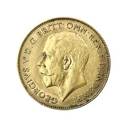 King George V 1911 gold half sovereign coin 