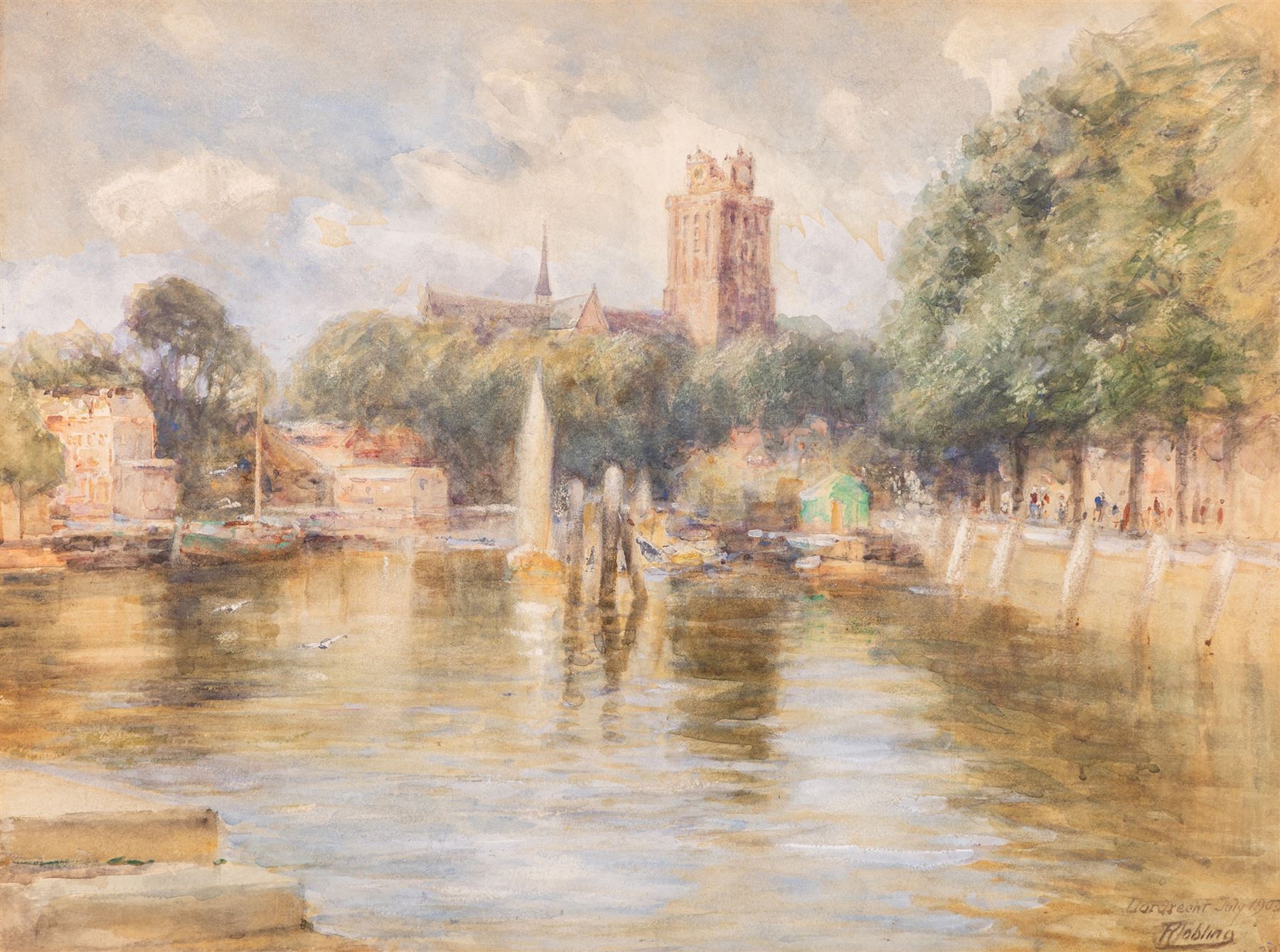 Robert Jobling (Staithes Group 1841-1923): 'Dordrecht', watercolour signed titled and dated July 1903, 37cm x 51cm 