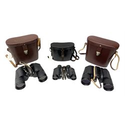 Three pairs of Carl Zeiss Jena binoculars, Jenoptem 10x50W, Jenoptem 8x30W and Jenoptem 10x50, all cased (3)