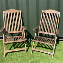 Pair of hardwood folding garden chairs - THIS LOT IS TO BE COLLECTED BY APPOINTMENT FROM DUGGLEBY STORAGE, GREAT HILL, EASTFIELD, SCARBOROUGH, YO11 3TX