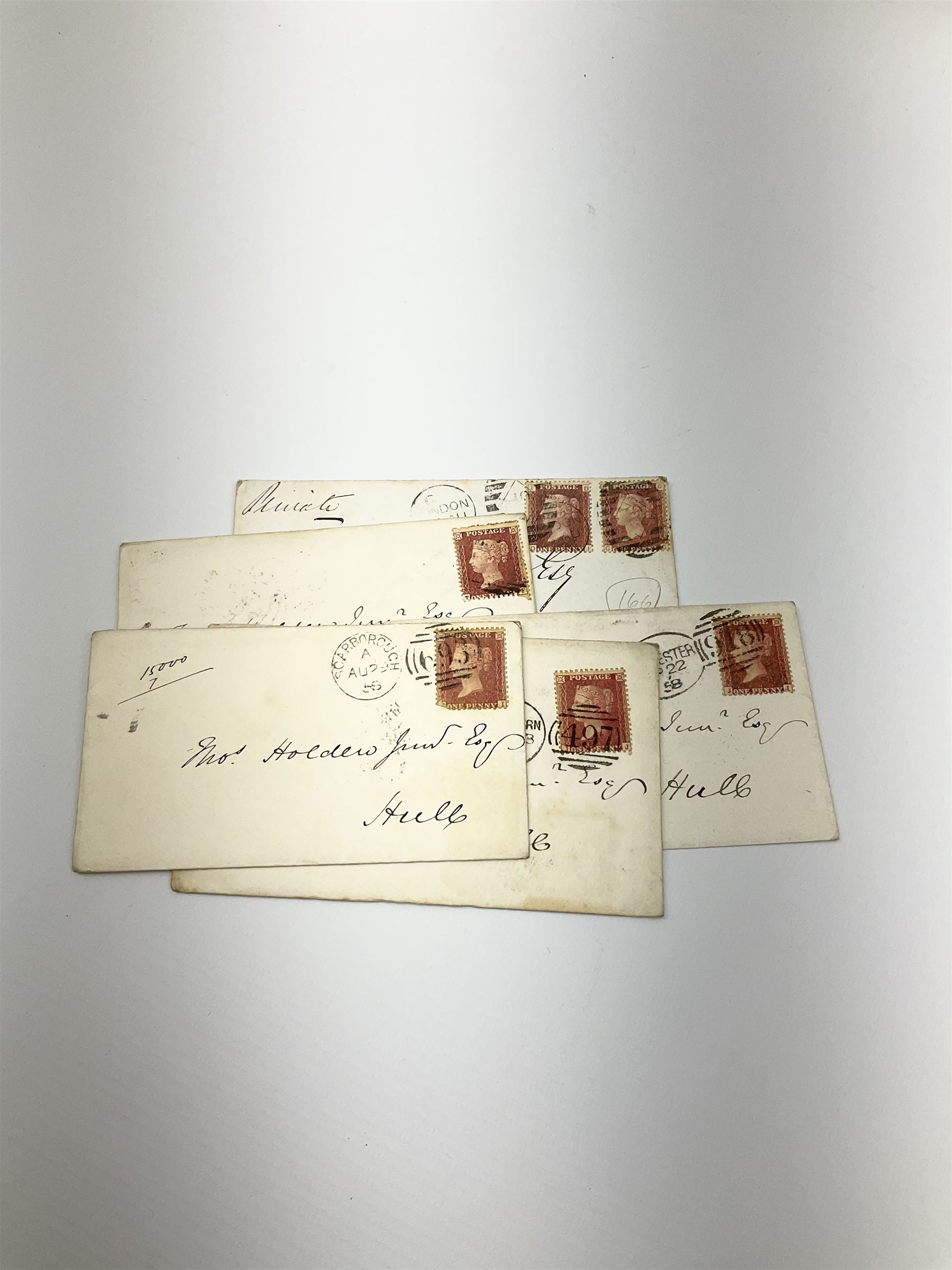 Various Queen Victoria penny red stamps on covers or pieces including imperf and perf examples, mourning covers etc (46)