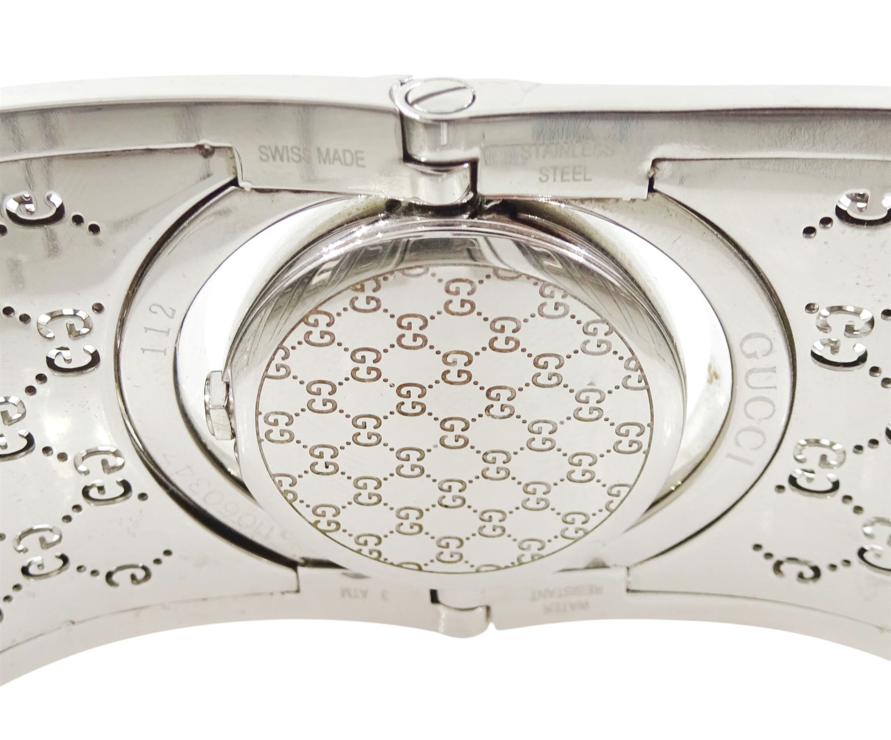 Gucci twirl ladies stainless steel quartz wristwatch, Ref. YA112, boxed with papers