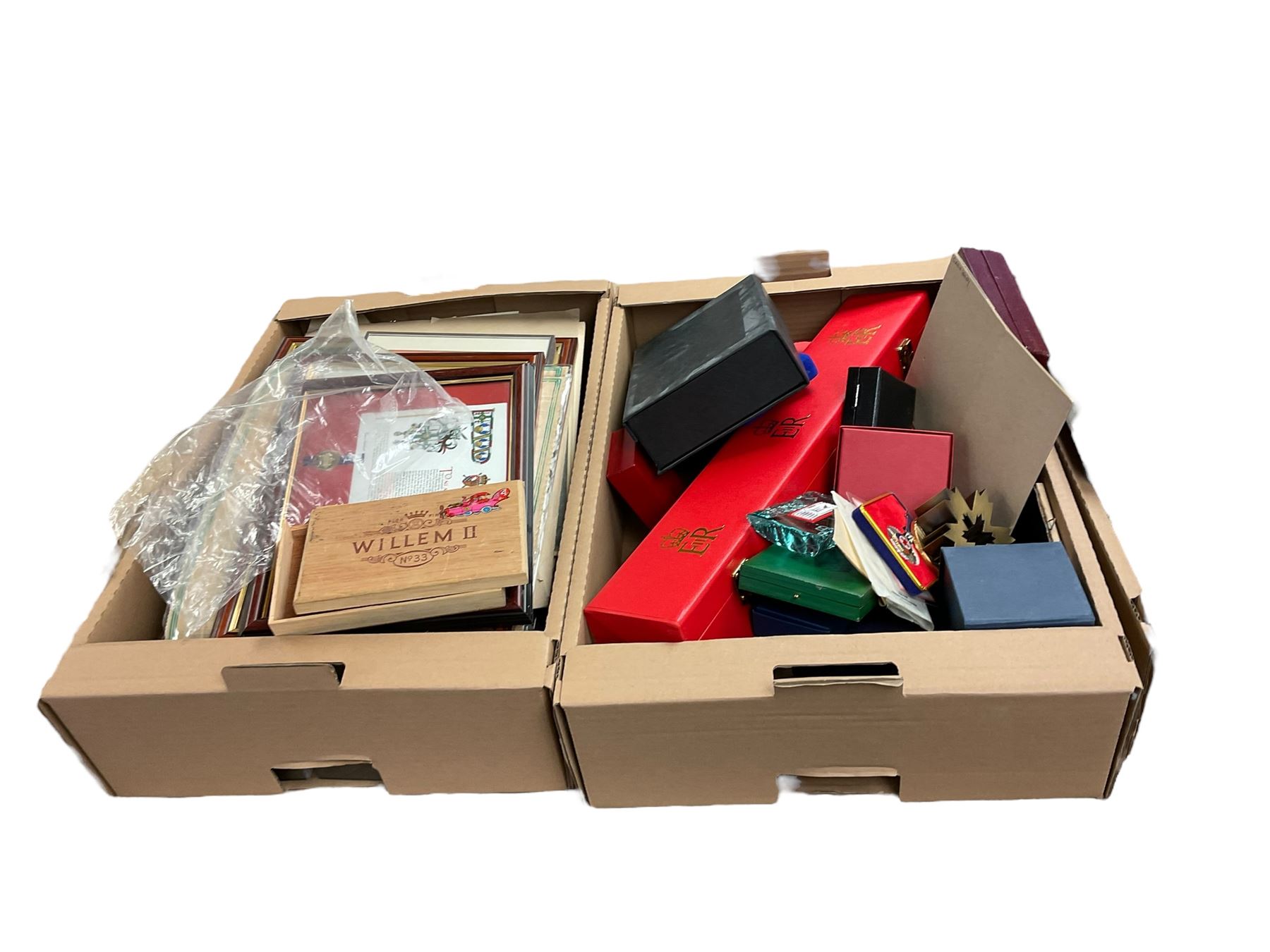 Royal Crown derby teddy, together with Lilliput lane, boxes and other collectables in four boxes 
