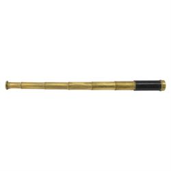 19th century six draw brass telescope, in leather case