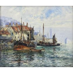 Frank (Frederick) William Scarborough (British 1860-1939): Kirkcaldy Boats - Scottish Coast, watercolour signed 27cm x 31cm