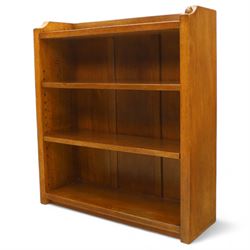 Mouseman - oak open bookcase, galleried top with the signature mouse motif carving, two adjustable shelves, by the workshop of Robert Thompson, Kilburn