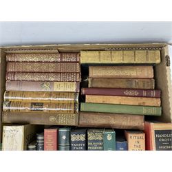 Quantity of early 20th century and later books to include leather and cloth bound examples, to include examples published by J.M Dent & Co, W.M Thackeray, Collins, Poems by Tennyson, etc, many with gilt detailing, in two boxes
