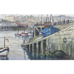 S.G. Saunders (British fl. 1930-40): Scarborough Harbour, watercolour signed 30cm x 49cm