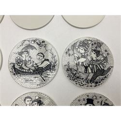 Bjorn Wiinblad for Nymolle Denmark set of twelve calendar wall plaques, D15cm