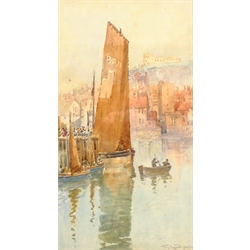 Frank Rousse (British fl.1897-1917): Whitby, watercolour signed 37cm x 20cm