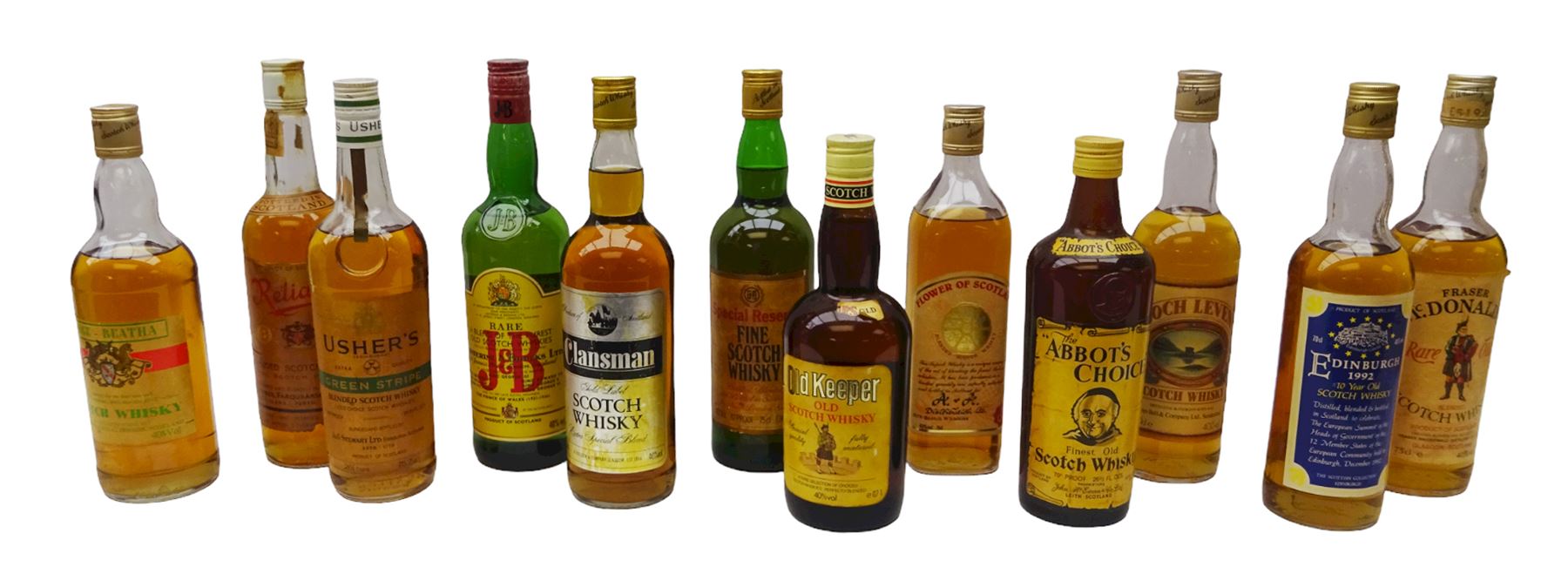 Twelve bottles of blended Scotch whisky, including Loch Leven, Flower of Scotland, Abbot's Choice etc, various contents and proofs (12)
