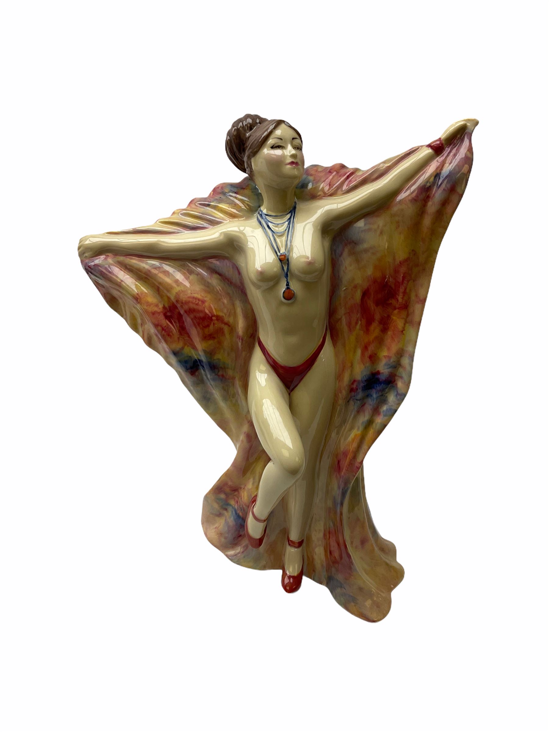 Three Kevin Francis figures produced by Peggy Davies ceramics, Clarice Cliff Centenary Figure H27cm, Tallulah Bankhead H26cm and Chantella H21cm. 