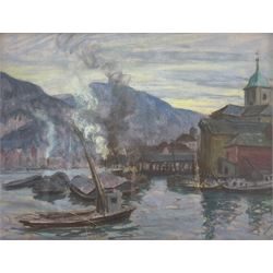 William Samuel Horton (American 1865-1936): Mountain Harbour, pastel unsigned 47cm x 60cm 
Provenance: private collection, purchased Chiswick Auctions 29th June 2022 Lot 54; from the estate of the artist.