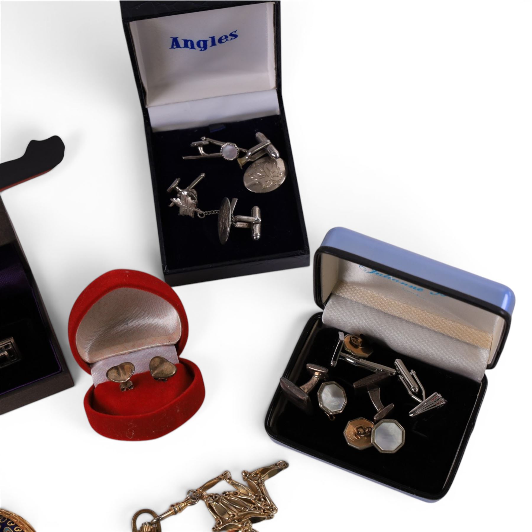 Tissot PR50 watch, boxed, together with silver heart earrings and a collection of cufflinks