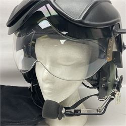 Mk.4 Flight Helmet, as used by RAF and Civilian helicopter pilots; in RAF green,  fitted with rigid visor cover and working boom mike; has had a complete refit and is bench tested.