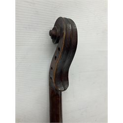 German trade violin c1900 stamped PAGANINI with 35.5cm two-piece maple back and ribs and spruce top L58.5cm overall; in carrying case; and another German trade violin for spares or repair; in carrying case (2)