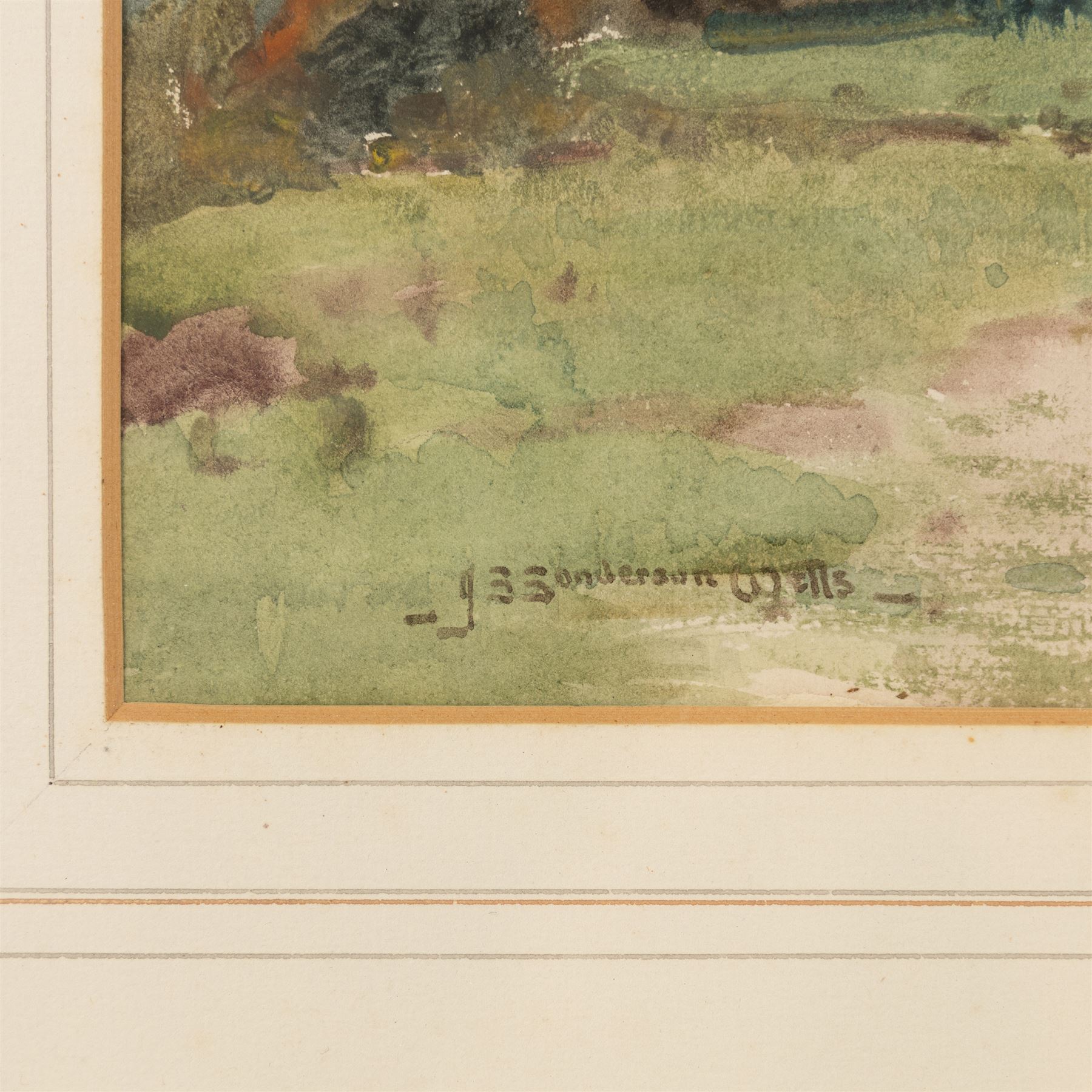 John Sanderson Wells (British 1872-1955): Upland Landscape, watercolour signed 32cm x 46cm