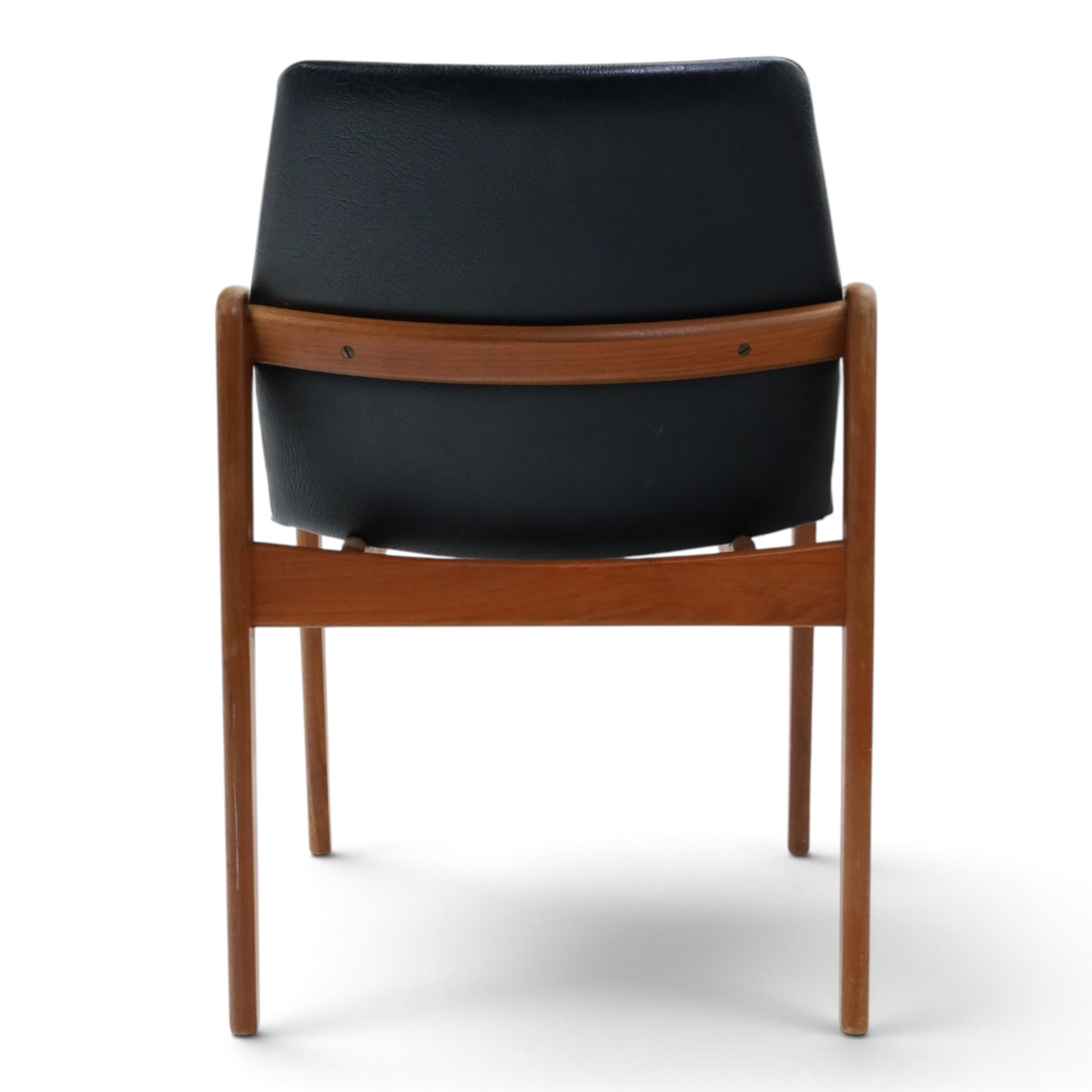 Henning Kjaernulf (1911–1975) for Korup Stolefabrik - Danish mid-century teak framed model 23 chair with black leatherette upholstery