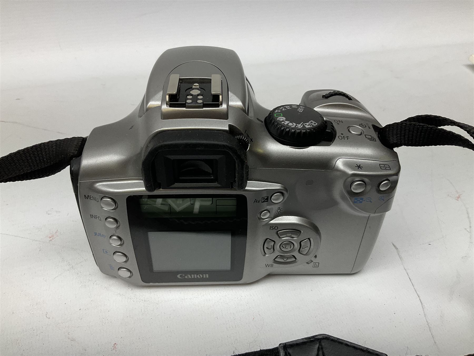 Canon EOS 300D Digital SLR in silver, with Canon 'Zoom Lens EF-S18-55mm 1:3.5-5.6', with soft shell bag and instruction manual