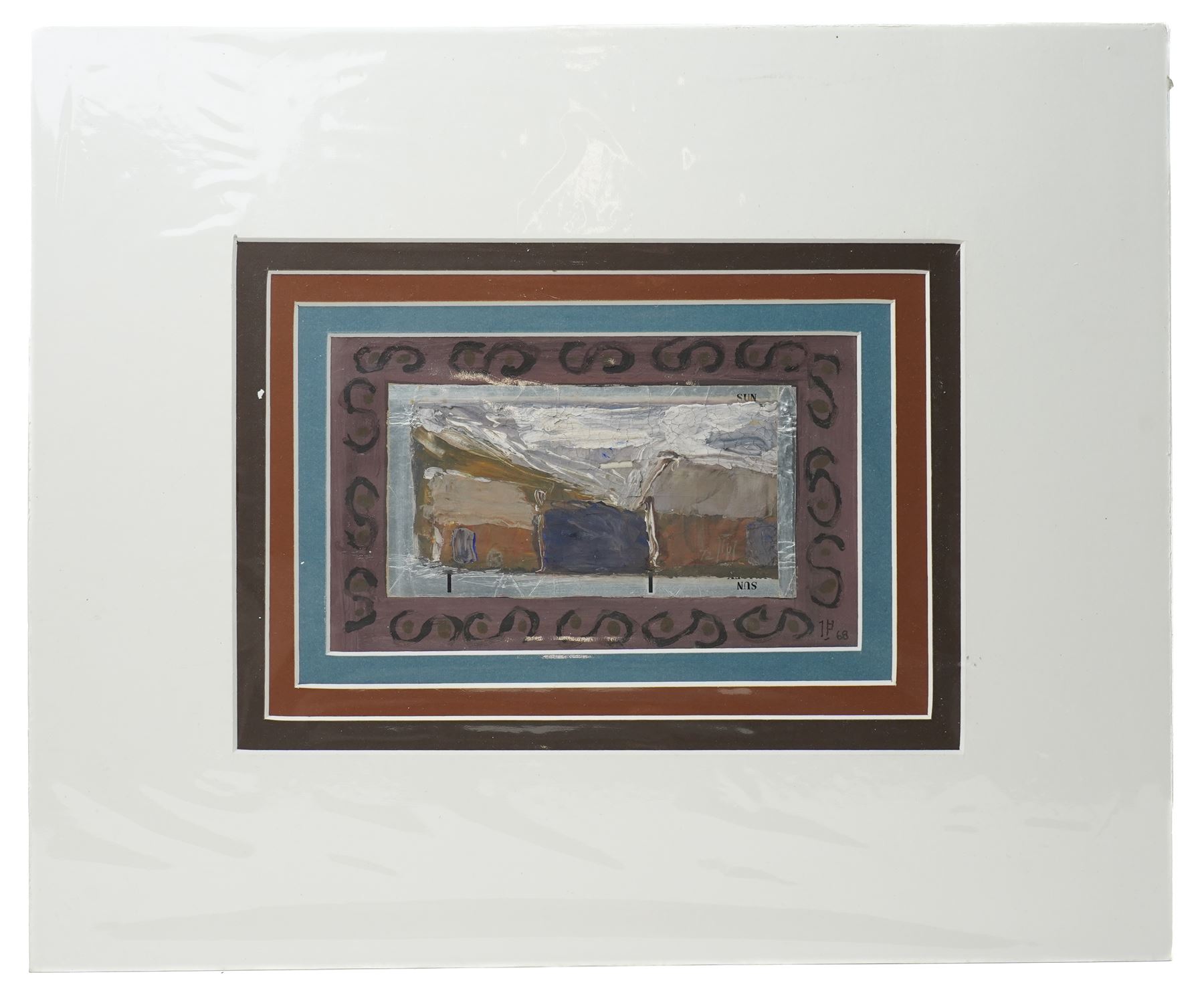 Ivan Peries (Sri Lankan 1921-1988 - Columbo '43 Group): Landscape with  Border, oil on foil signed with initials and dated '68, 14cm x 24cm (unframed) 
Notes: Ivan Peries was a founding member of the '43 group, a 20th century modern art group in Columbo (previously British Ceylon) in the mid-20th century. 
Provenance: The vendor was a very close friend of the artist and his family. These works were acquired from the wife of the artist - Veronica Peries, during the time she lived at Southend on Sea - UK.
